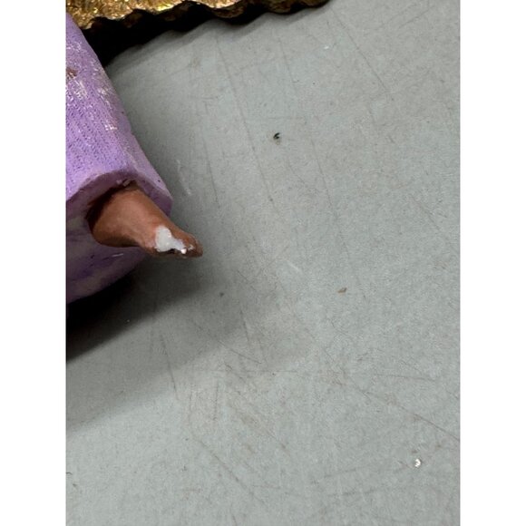 African American Angel Ornament With Gold Wings & Purple Dress Christmas READ - Picture 2 of 7